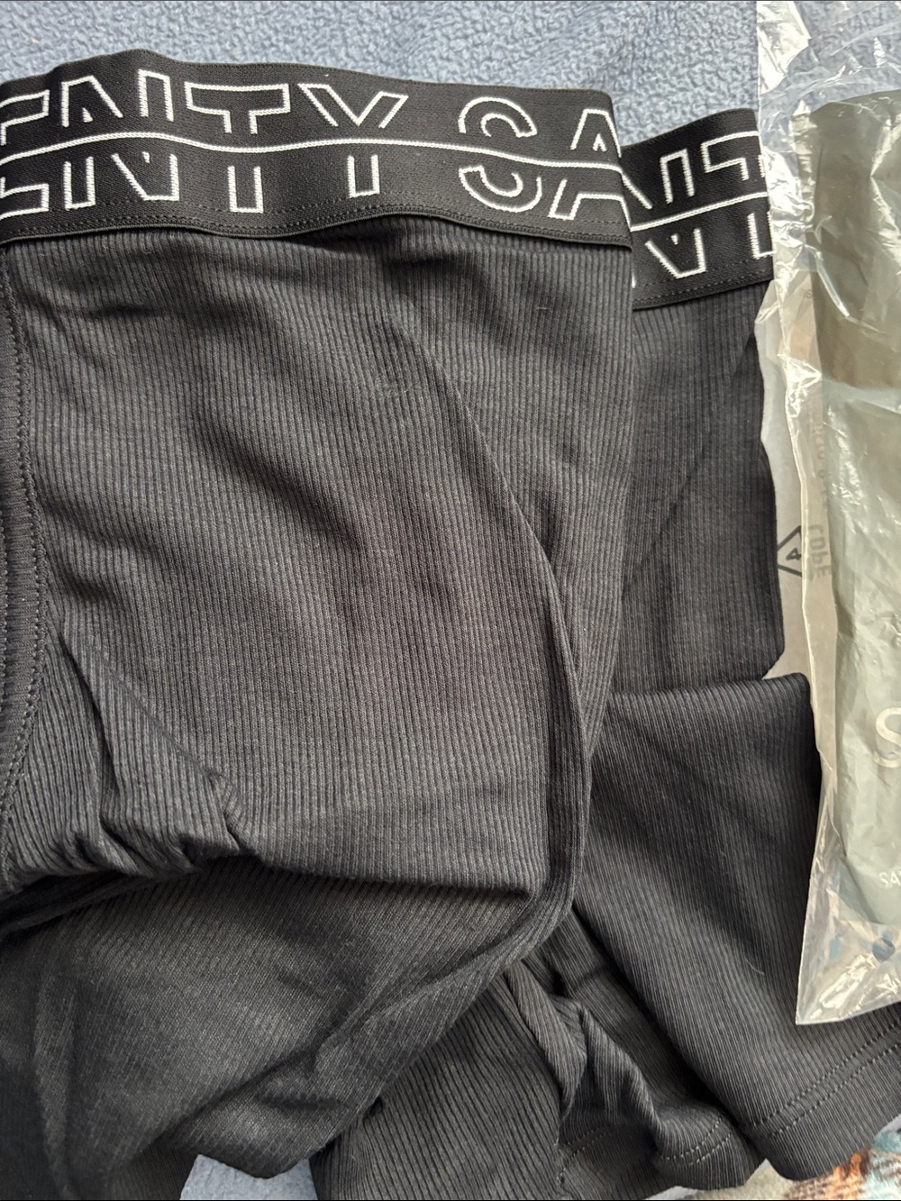 Savage X Fenty Black Ribbed Boxer Briefs with Branded Waistband